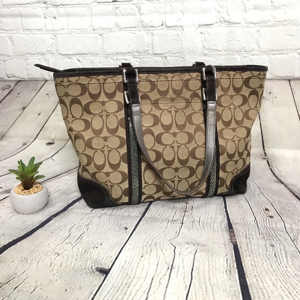 Authentic Coach Signature Gallery Beaded Tote Bag